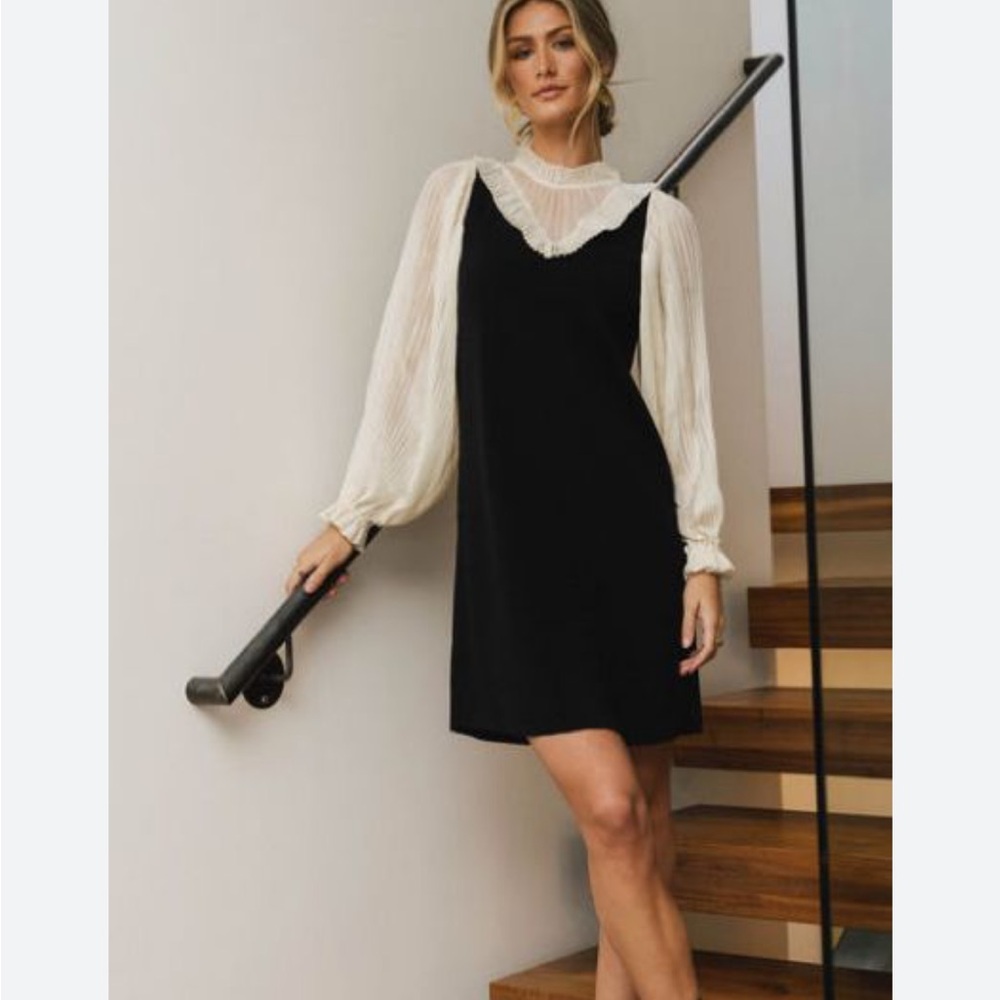 Bohme Sheer Detail Black Shift Dress